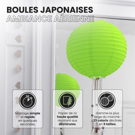 12 x Paper Lanterns 20cm Lime Green Hanging Light Paper Ball 20cm Type Japanese Lantern for Wedding Decoration - Pack of 12 - The Must Have from the Range of Lanterns Paper