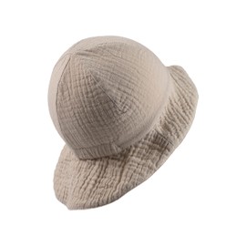 Sterntaler Reversible Sun Hat Plain Muslin – Girls Cotton Muslin Hat – Soft Baby Hat Lined with Cotton Muslin – Baby Sun Hat, beige, 49