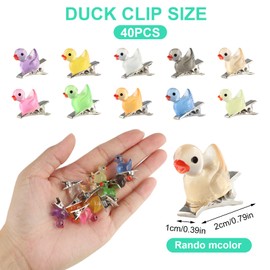 40 Pcs Mini Resin Duck Hair Clips, Cute Glow Hairpin Colorful Hair Accessories for Girls Women Rave Music Festival Holiday Party Supplies