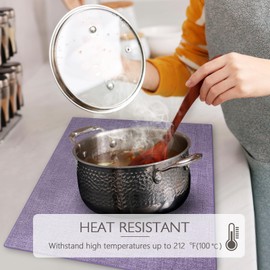 ANEWAY Faux Leather Placemats Set of 6 Washable PU Table mats for Kitchen Table - Heat Resistant, Waterproof, Easy Clean, Anti Slip 11.8" x 17" (Purple-6 Pack)