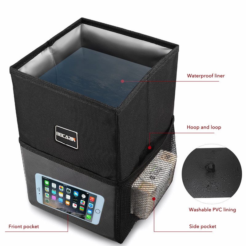 Car Trash Can with Lid - Trash Bag Hanging with