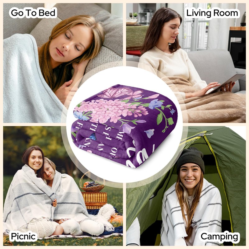 Silkwishes Grandma Birthday Gifts, Grandma Gifts Purple Blanket 50" x