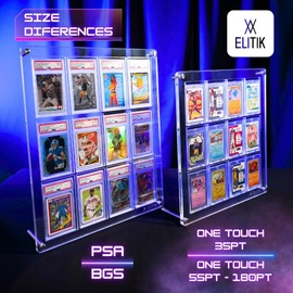 ELITIK Acrylic One Touch Card Slab Display Case for 35pt - 12 Non Graded Holder Frame for Wall Mount or Desktop - Clear View Sports, Baseball, Football, Basketball (ONE Touch)