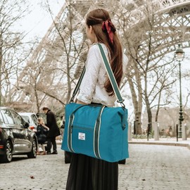 ADVEZO Small Waterproof Sport Gym Bag for Women Duffle Bag for Travel Foldable Carry on Travel Bag for Men with Computer Compartment, 40L Medium Weekender Overnight Bags (Peacock Blue)