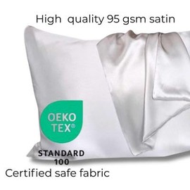 Millie & Boo Satin Pillowcase with Zipper for Hair & Skin, Smooth Pillow Covers, Cooling Satin Pillowcases with Gift Box, Queen Size 50x75cm, Silver