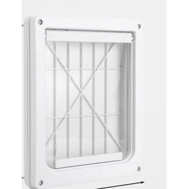 Never Rust Plastic Dog Door with Soft Clear Magnetic Flap and Snap-in Closing Panel, 2-Way Locking Pet Door for Doors and Walls up to 2.17'' Thick, Weatherproof Cat Door, Easy to Install & Clean (S)