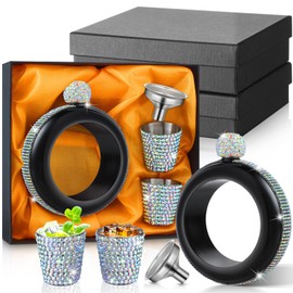 Tioncy 2 Set Rhinestone Bracelet 3.5 oz 304 Stainless Steel Bling Bangle Set with 2 Rhinestone Glass and Funnel for Women Girls Bachelorette Birthday Party Gift(Black)