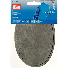 Prym Patches Velour Imitation Leather, Iron-on, 9 x 13.5cm, Light Grey, 13.5cm