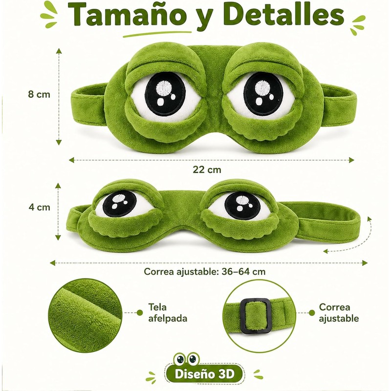 3D Frog Sleep Mask, Soft Contoured Sleeping Mask, Funny Frog
