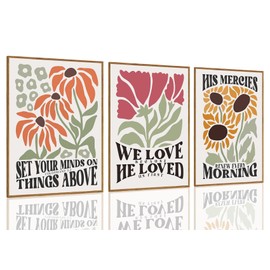 Dytila Framed Christian Bible Scripture Wall Art Set of 3, Flower Marke Pictures Wall Decor Inspirational Paintings Religious Verses Canvas Prints, Artwork for Christian Women & Teen Girls 12x16 in