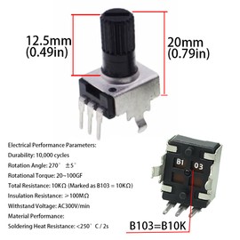 Potenciómetro de resistencia ajustable RV09, control giratorio de alta precisión, perilla de eje de metal de 12,5 mm, diseño de larga duración para circuitos electrónicos, control de audio, proyectos