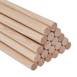 Hobbspring Pack of 20 Dowel Rods, Untreated Natural Wood Rods, Wooden Dowels, Solid Wood Rods, 20 x 1 cm, Hardwood Sticks, Wooden Craft Rod for Crafts, DIY, Knitting, Tapestries, Home and Garden
