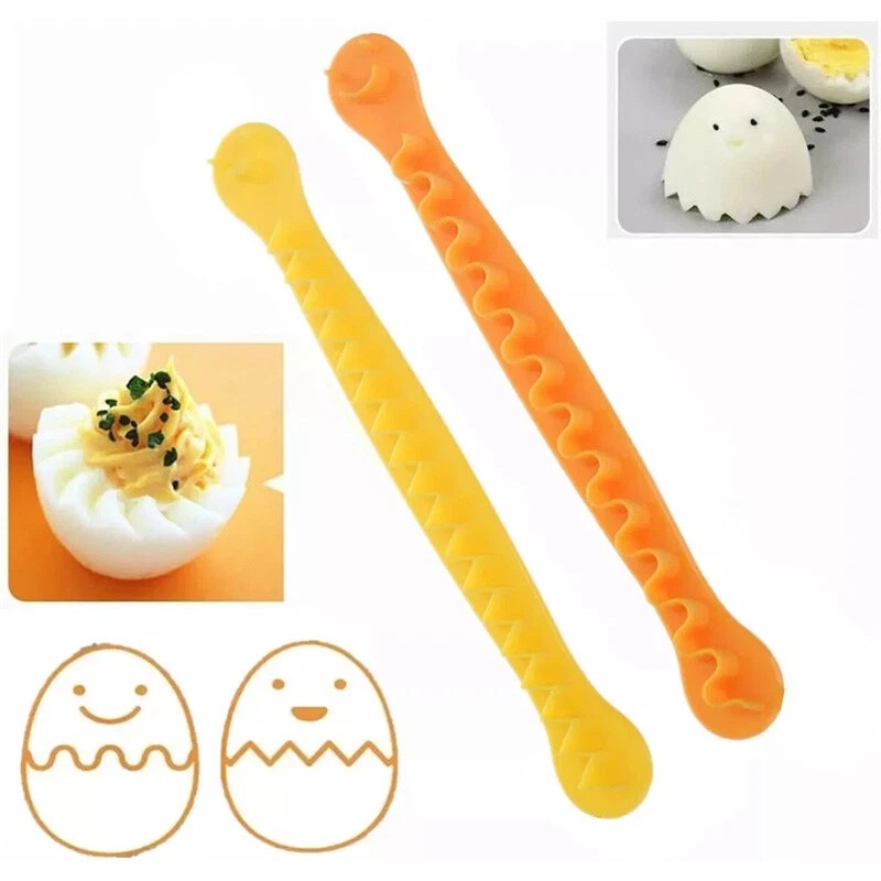 2pcs Fancy Cut Egg Cooked Eggs Cutter Lace Egg Slicer