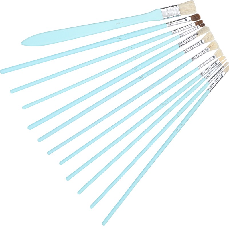 12Pcs Art Paint Brushes Drawing Fan Shaped Artist Brush Long