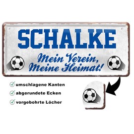 schilderkreis24 Schalke Football Sign "Mein Verein, Meine Heimat!" Decorative Garage Item Sport Club Gift Idea Club Christmas Football Fan Lovers Enthusiasts 28 x 12 cm