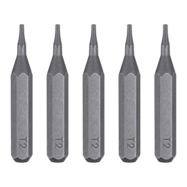 sourcing map 5pcs T2 Torx Screwdriver Bit 5/32" Hex Shank 28mm Length S2 Steel Magnetic Star 6 Point Head Hex Screw Driver Bits for Electric Manual Screwdrivers Precision Repair