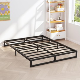 Richwanone 6 Inch King Size Bed Frame Metal Platform Mattress Foundation with Steel Slat Support, No Box Spring Needed, Easy Assembly, Black