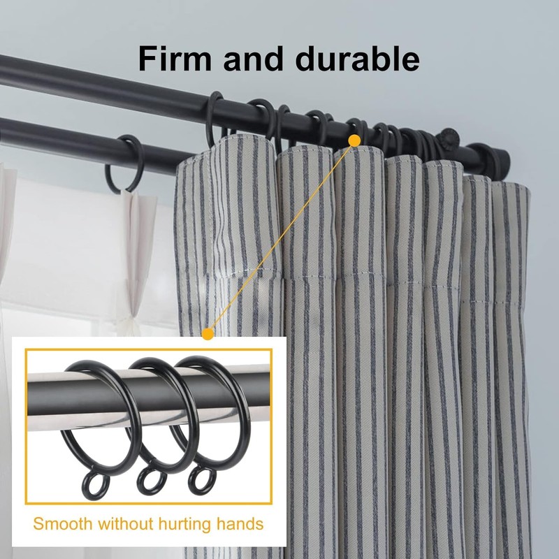 30 Pcs of 1.25 Inch Black Drapery Curtain Ring, Eau