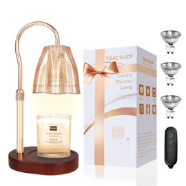 TOACSUCP Candle Warmer Lamp with 3 Bulbs, Adjustable Height Dimmable Candle Warmer with Timer, Compatible with Large Jar Candles, Candle Lamp with Charming Gift Box Ribbon for Her/Him
