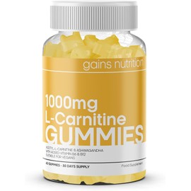 GN Acetyl L-Carnitine Gummies | 60 L carnitine Gummies for Men & Women - 1000mg Acetyl-L-Carnitine per Serving with Ashwagandha, Vitamins B6, B12 | Mango Flavour, Non-GMO & Suitable for Vegans