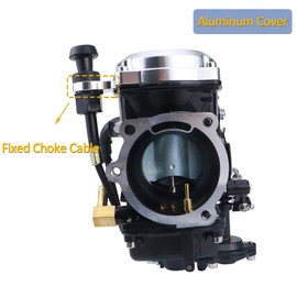 CV40 Carburetor with Choke Cable, for Harley Davidson Sportster XL XLH 883 1200 Softail Touring Dyna Road King Carb 27421-99 (Silver Cover)