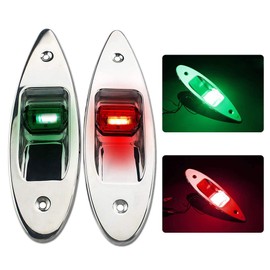 iztor 12V LED Navigation Boat Lights Side Bow Light Waterproof Stainless Steel Shell Marine Boat Yacht Sailing Signal Warning Light (Red & Green)