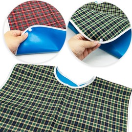 Adult Bibs, Adult The Eldly Bib Adult Washable Dining Bibs for Elderly, 3 Pack,Red,Green,Blue