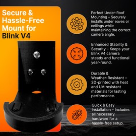 SplashNColor Camera Outdoor Mount Bracket, Compatible with Blink V4 – Wireless Security Holder for Outside Wall – Accessories for Outdoor House, Mounts under Roof, includes install hardware (Black)