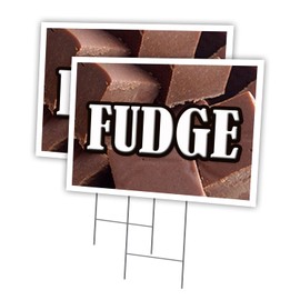 Fudge 2 Pack of 18" x 24" Yard Sign & Stake | Advertise Your Business | Stake Included Image On Both Sides | Made in The USA