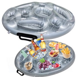 Baanfly Inflatable Floating Drink Holder, Hot Tub Accessories, 8 Holes Large Cloud Pool Holder for Beverage Salad Fruit Buffet Server, Large Capacity for Outdoor Summer Swimming Beach Party Supply