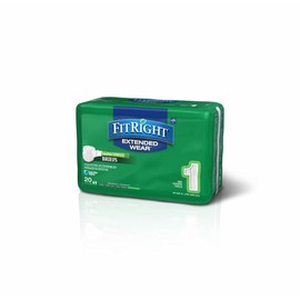 FitRight Extended Wear Stretch Brief, Overnight Absorbency, Size 1, 31 to 52" Waist, 20 Count (Pack of 4)