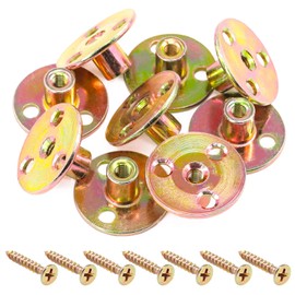 Mardatt 64Pcs M6 Brad Hole Tee Nut with Screws Set Carbon Steel T-Nuts Zinc Plated Round Base Female Thread Screw-in Furniture Hardware