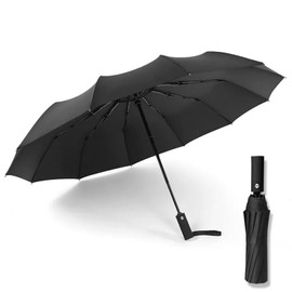 ACESOME 12 Ribs Automatic Umbrella Windproof Strong,Reinforced Windproof Umbrella, Portable Folding Umbrella, One Button Auto Open Close Wind Resistant for Men Women (Black)
