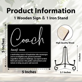 Rustic Farmhouse Decor, Coach Definition Sign with Stand, Home Office Decor, Inspirational Quotes Desk Decor Gifts for Women Men Coach Mentor, Office Desk Accessories, 5" x 5"-259