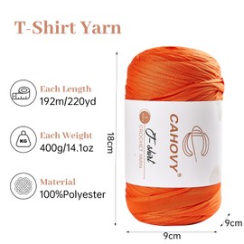CAHOVY 400g T-Shirt Yarn Crochet Yarn for Beginner Crochet Bags/Basket/Coaster,400G/110yds High Elastic Polyester Thick Tshirt Black