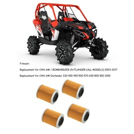 Aramox 4 Filtros de Aceite, Filtros de Aceite de Motor de Alta Tasa de Flujo de Aceite de Repuesto para CAN AM Outlander 330 400 450 500 570 650 800 850 1000 OEM: 420256188 KN152 HF152