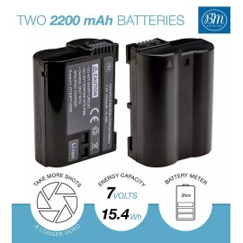 BM Premium 2 EN-EL15 Batteries for Nikon D810A, D850, D7000, D7100, D7200, D7500