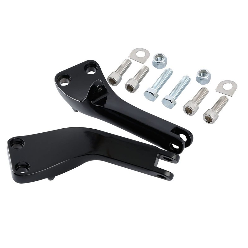 Black Passenger Foot Peg Support Kit Compatible with Harley Dyna