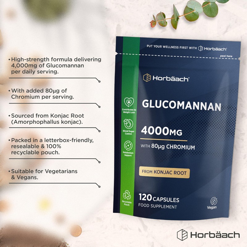 Glucomannan Capsules 4000mg | Konjac Root | Glucomannan Complex with