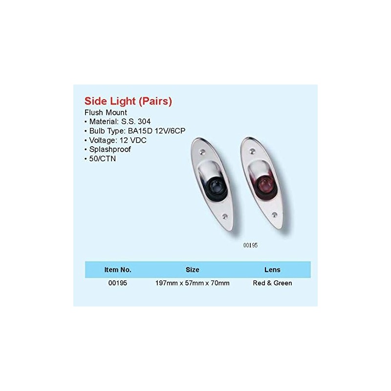 Pactrade Marine Boat Navigational Side Bow Tear Drop Lights Stainless