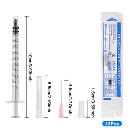Syringe with Luer Plastic Syringe Cannula Syringe Set with Blunt Needles for Refilling Measuring Oil Glue Applicator Liquids Feeding Pets Science Laboratories (1 ml)