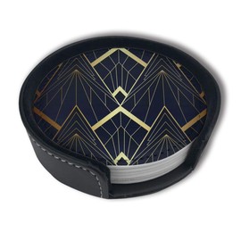 Vibiliyou Pretty coasters,unique Coasters A set of 6 Abstract Art Deco Drinks Coasters with Holder,Suitable for Kinds of Cups