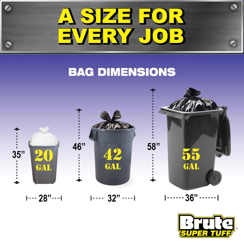 Brute Super Tuff Heavy Duty 2.0 MIL Contractor Bags, Large