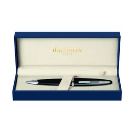 Waterman Carene Deluxe Ballpoint Pen with Medium Point - Black Lacquer Silver Trim