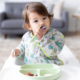 Bumkins Sleeved Bib for Girl or Boy, Baby and Toddler for 6-24 Mos, Essential Must Have for Eating, Feeding, Baby Led Weaning Supplies, Long Sleeve Mess Saving Food Catcher, 2-pk Cactus and Llama