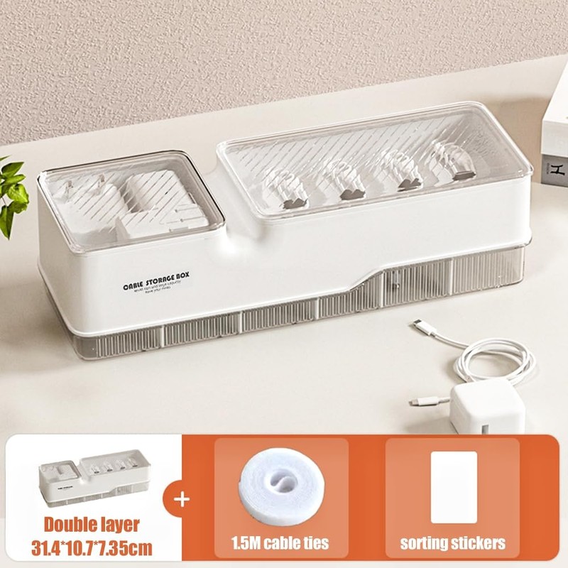 STARRY G Cable Tidy Box with Lid, Acrylic Cable Organizer