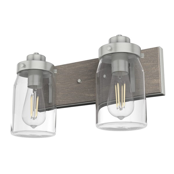 Hunter - Devon Park 2-light Brushed Nickel, Small Vanity Light,