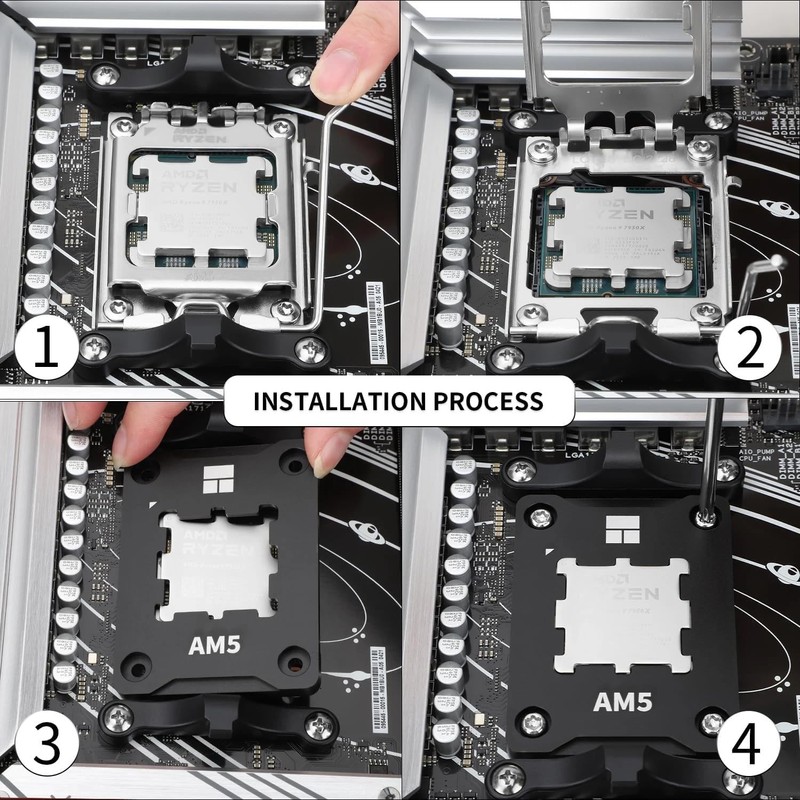 Qunyince AM5 CPU Holder, AM5 Anti-Bending Contact Frame with 4Pcs