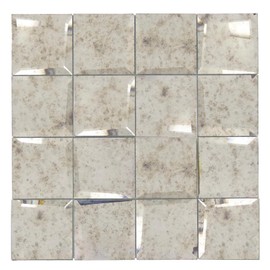 Diflart Peel and Stick Mirror Backsplash, Light Antique, 3x3 Inch, Beveled Mirror Square Kitchen Bar Wall Tile (2 Sq.ft, 32 Pcs)