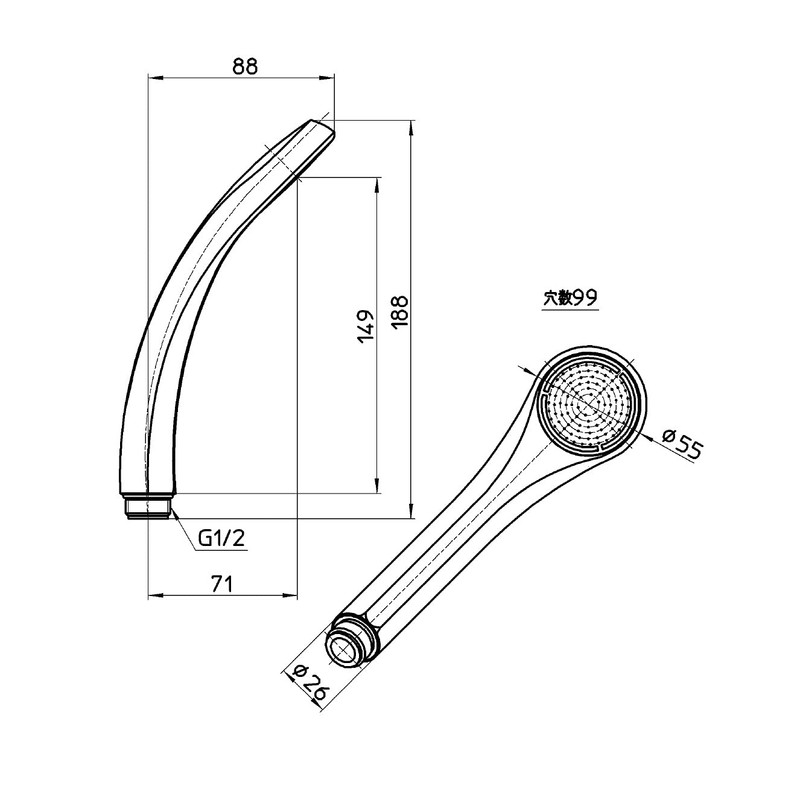 SAN-EI PS321B‐81XA‐MW2 Shower Head for Low Water Pressure